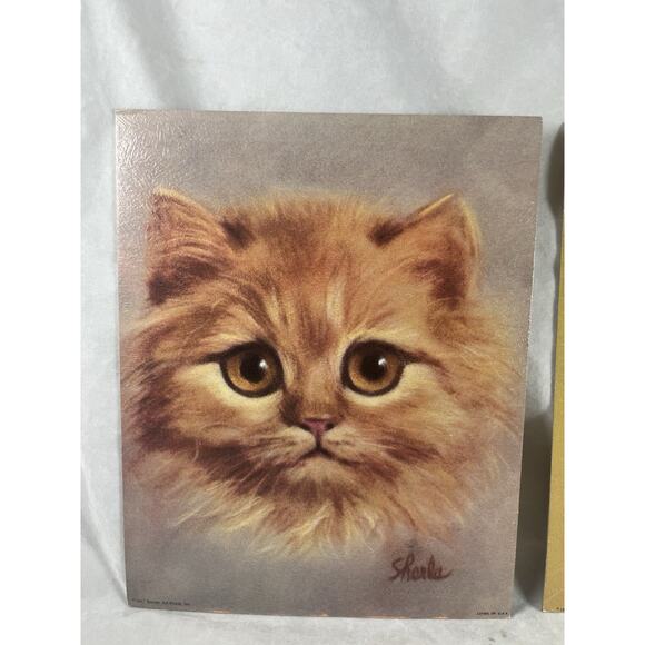 Sherle Kitten Litho Art Prints 2 Museum Editions Siamese Orange Tabby Cats 1967 - Picture 2 of 10